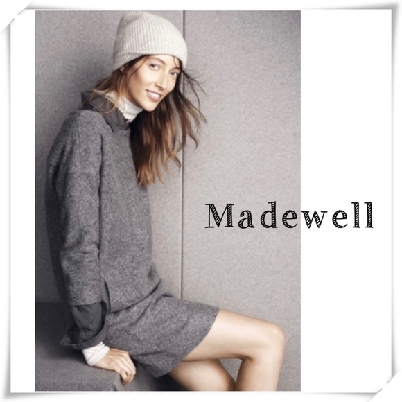 MADEWELL Manuscript Wool Blend Oversized Dress in Heather Gray Style B5456 - Picture 1 of 7